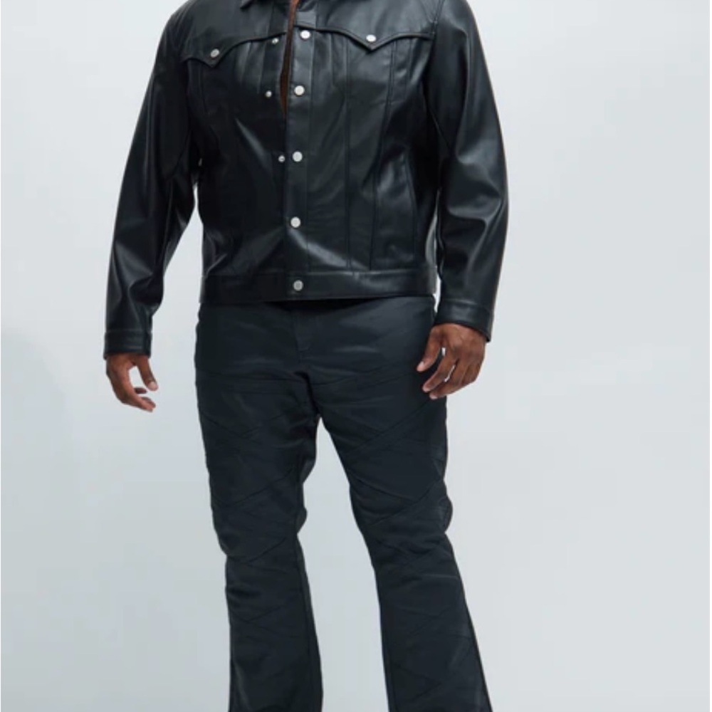 Black Stacked Waxxed Men's Jeans